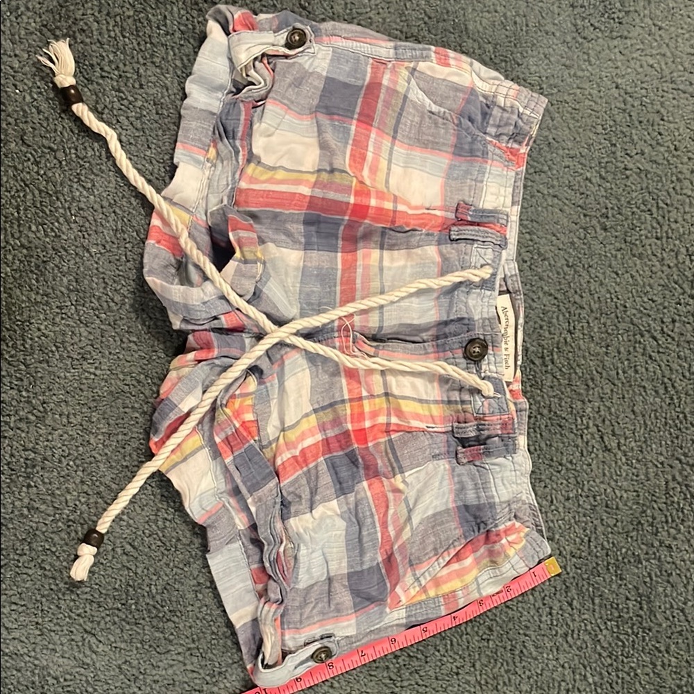 Abercrombie & Fitch Red and Blue Flat Front Shorts